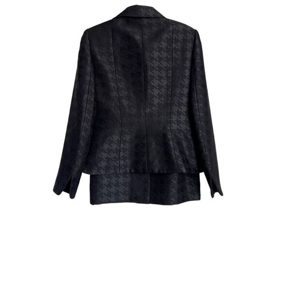 Kasper Jacket Women Size 4 Black Long Sleeve Houndstooth Three Button Blazer NWT - Picture 2 of 10